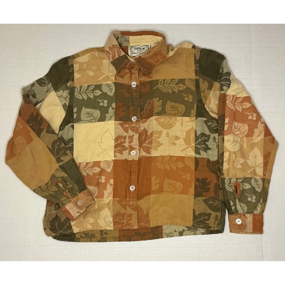 90s Tantrums Autumn Patchwork Long Sleeve Cotton Top Cottagecore Earthy